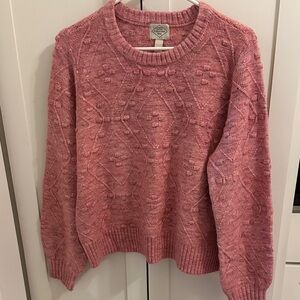 St. John's Bay Feminine Pink Cable Knit Fisherman Women's Sweater Petite Large